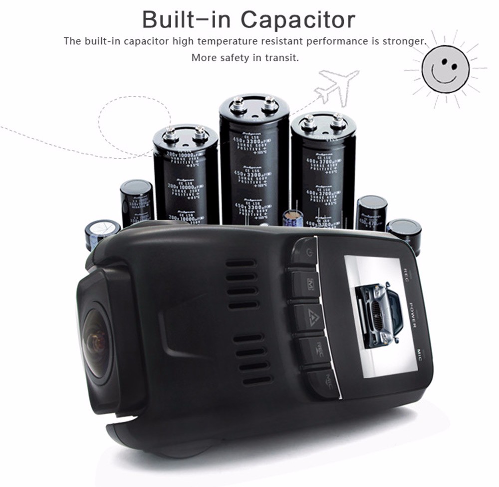 HD 1080P dash camera dual lens Super Capacitor FHD 1080P Novatek 96655 AR0330 6G Lens Video Recorder