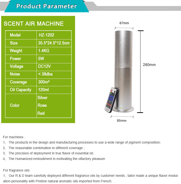 Remote Control Essential Oil Diffuser Machine Aluminum Alloy Cylinder 200CBM Coverage