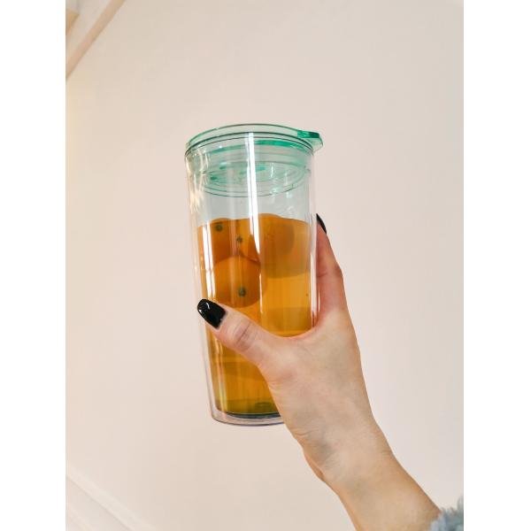 Renewable Push Plate Cup RPS Fresh And Light Lemonade Double-layer Fruit Tea Cup 530ML GRS Certified