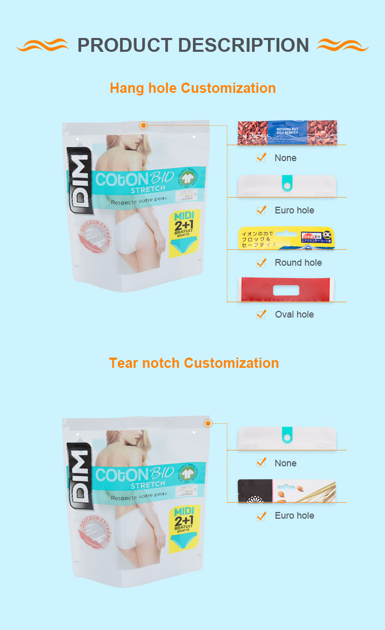 Upright Paper Plastic Composite Bag Environmental Protection For Garment Packaging