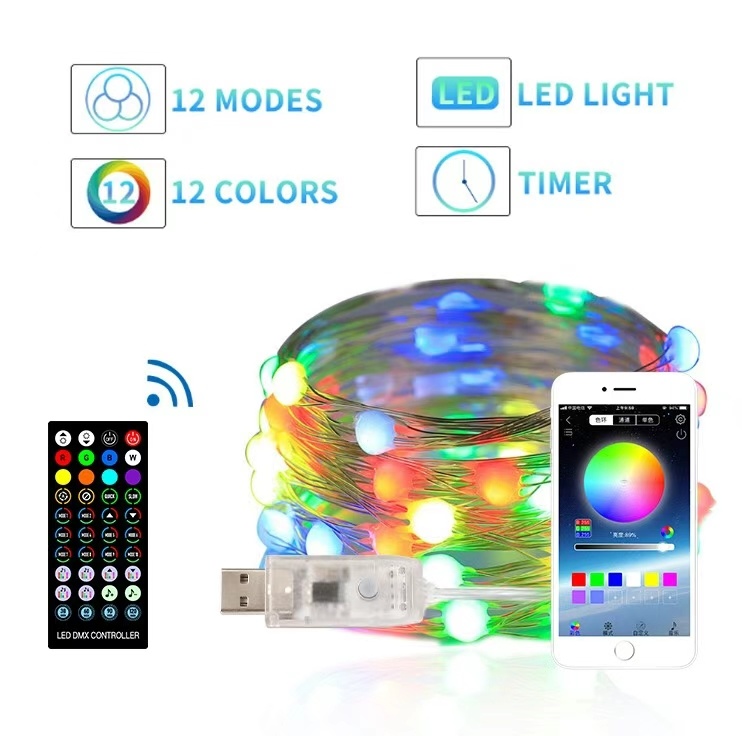 LED String Lights Smart Bluetooth Remote APP Control Halloween Wedding Party festival Christmas