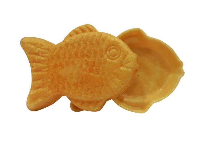 Fish Shaped Waffle Ice Cream Cone , Chocolate Sugar Cones Golden Color