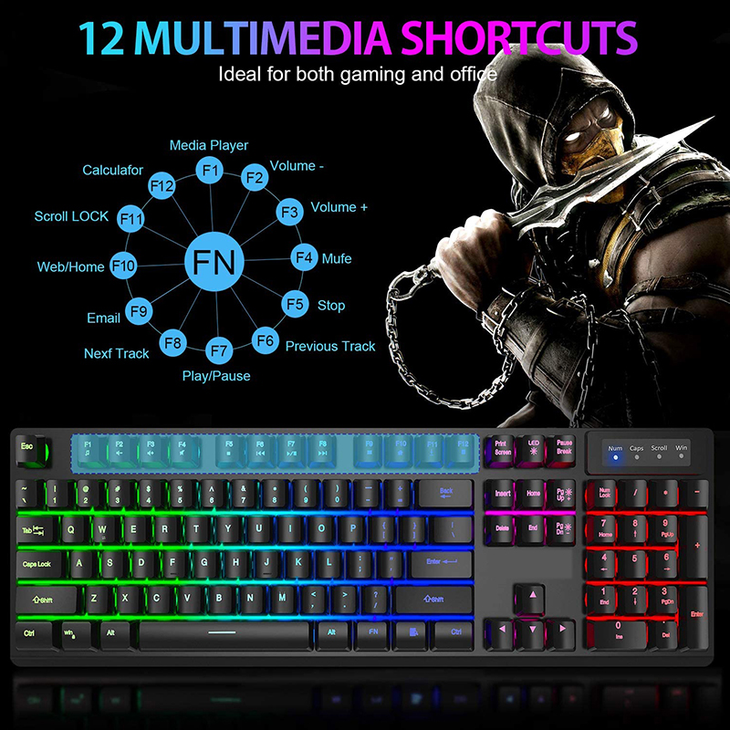 USB 3.5mm LED Gaming Headphones With 40mm Speaker Waterproof IPX-3 For PS5 Xbox