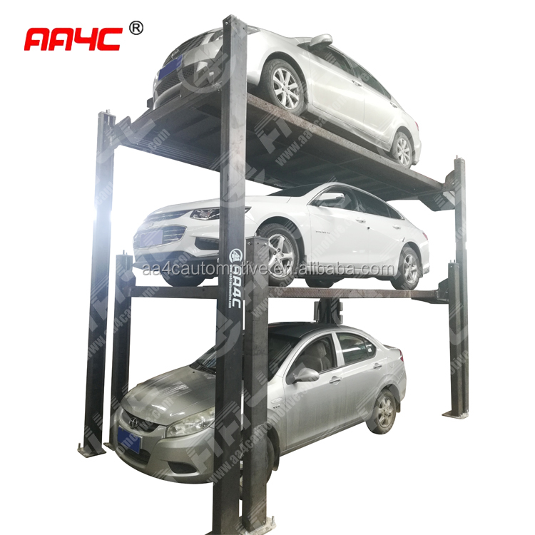 AA4C 4 Post Triple Car Parking Lift Auto Parking System Car Storage System