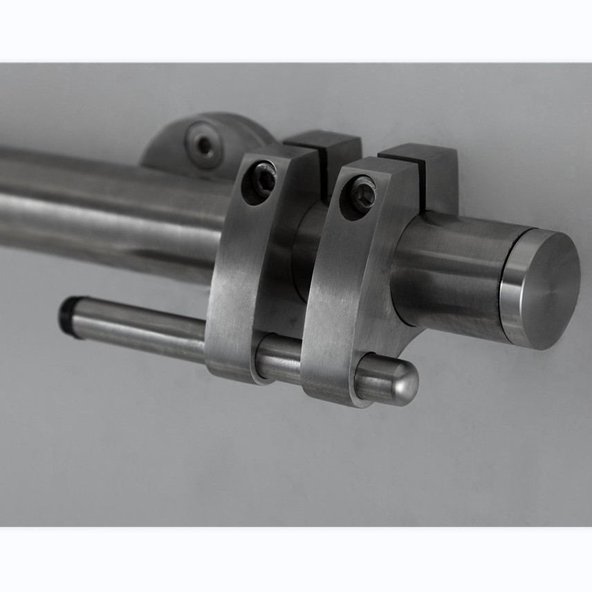 Frost Tempered Glass Door Sliding With Polished Round Hole Handle