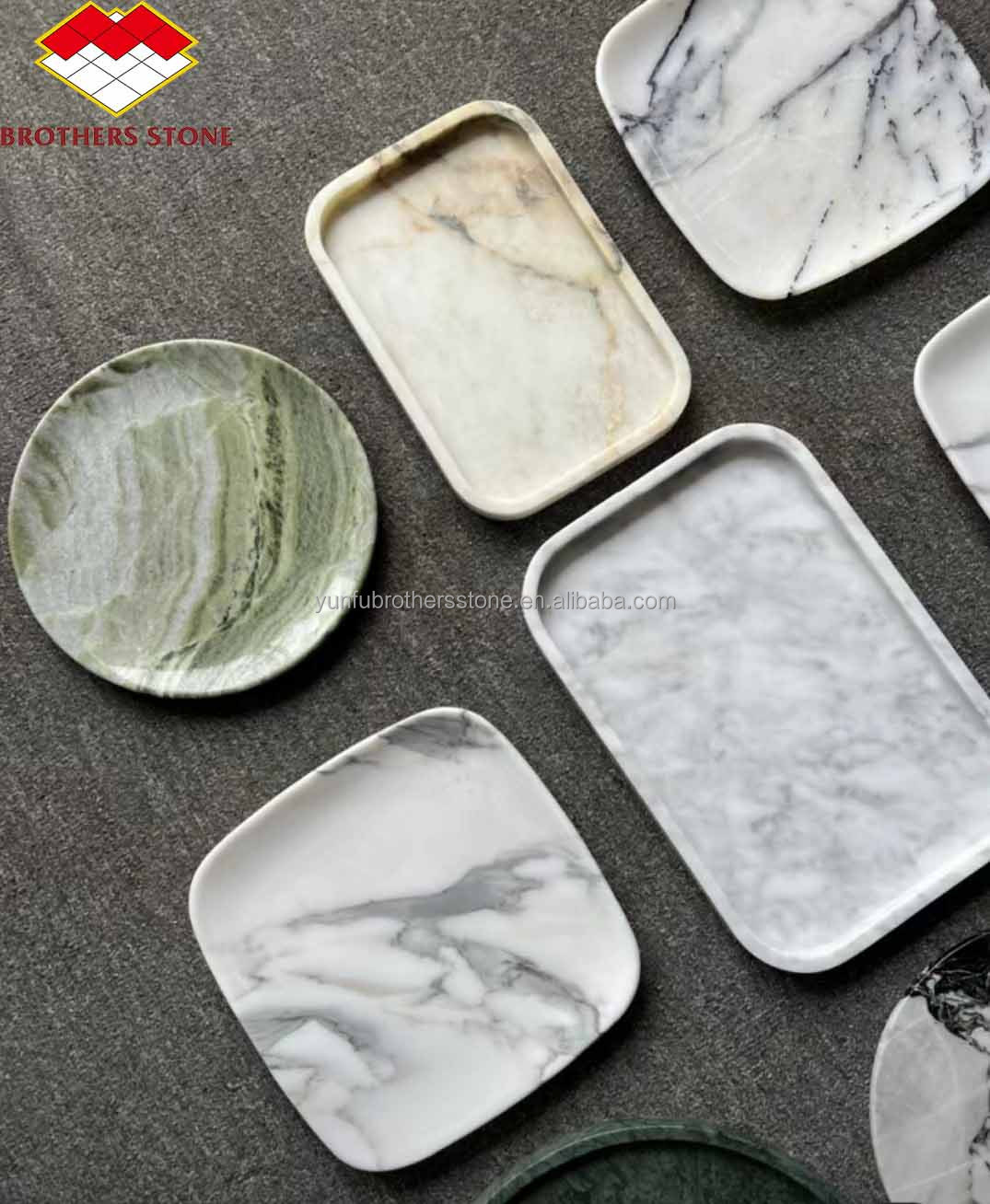 2024 Hotel Marble Cut-To-Size Dining Set with Modern Marble Pattern Plates and Bowls