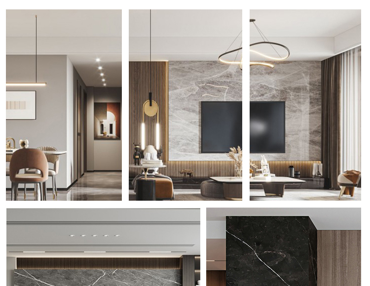 Interior Decorative PVC Marble Sheet Panel TV Background bamboo charcoal fiber wall board bamboo crystal