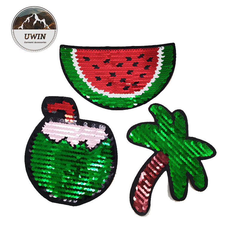 Summer Flip Sequin Patch Kids Clothing Sparkle Sequin Embroidered Patch