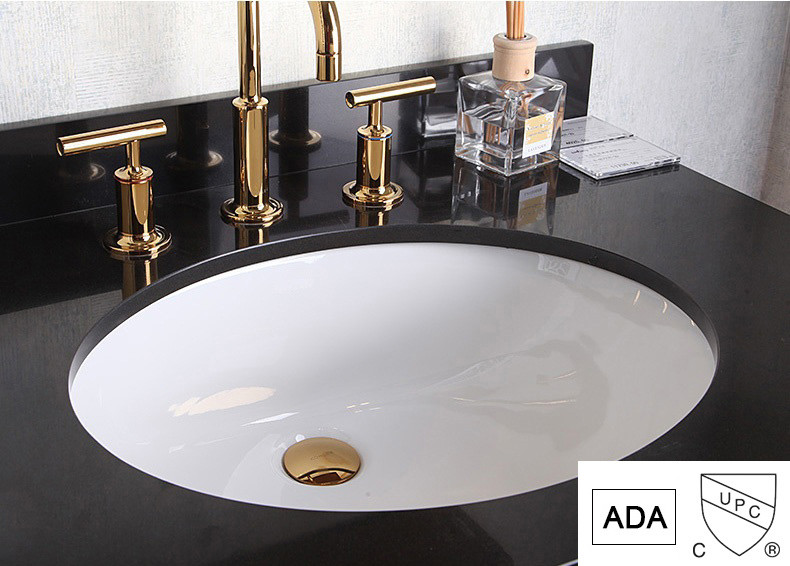 White Oval Undermount Bathroom Sinks Ada Compliant 19 Inches Underground