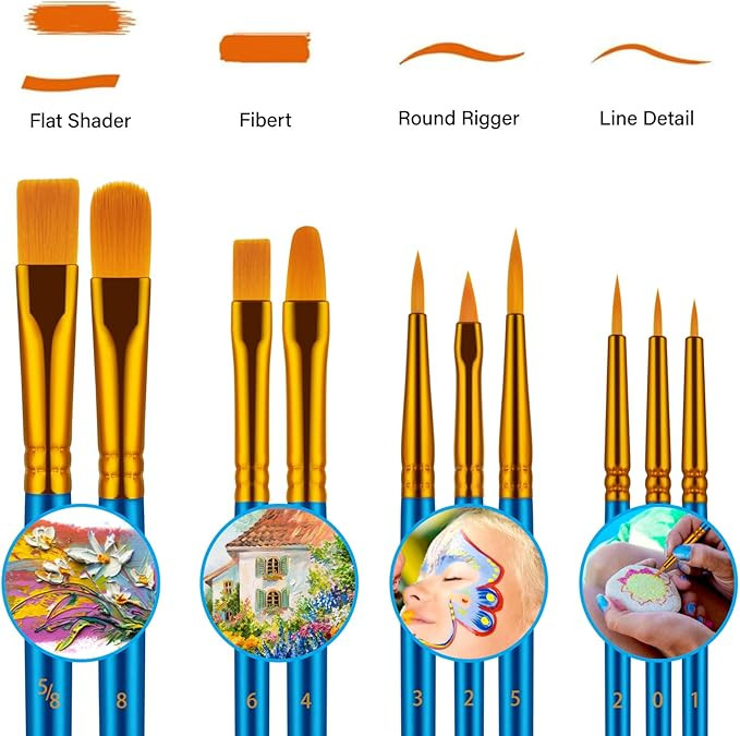 Acrylic Painting Watercolor Blue Artist Paint Brushes Set For Body Face Rock Canvas