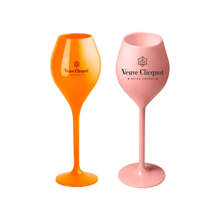 Classic 6oz Pink Plastic Champagne Glasses Veuve Clicquot Yellow Champagne Flutes