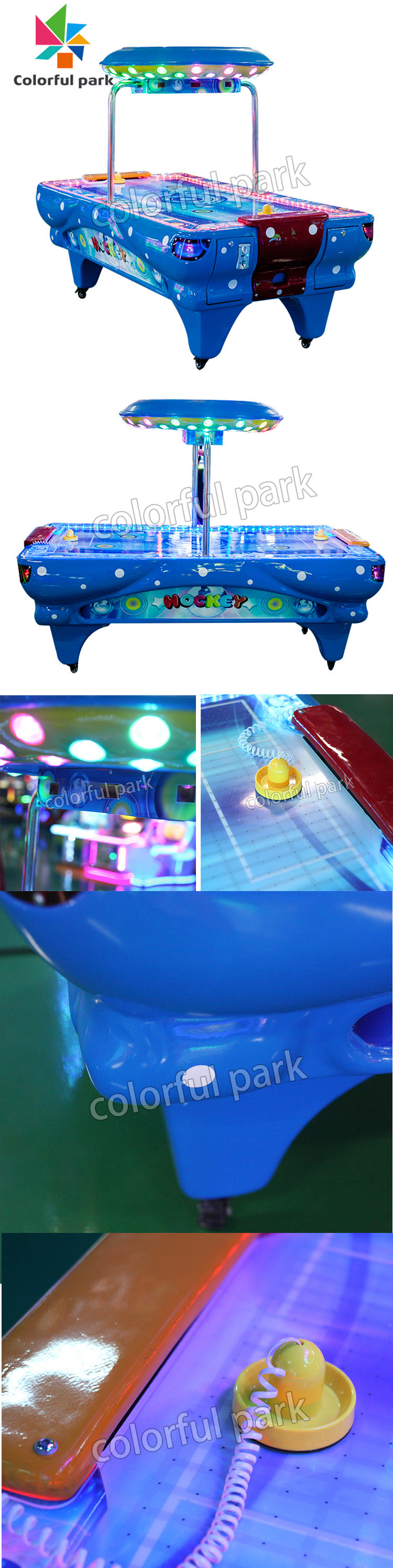 Commercial Coin Operated Air Hockey Table star light Blue Color