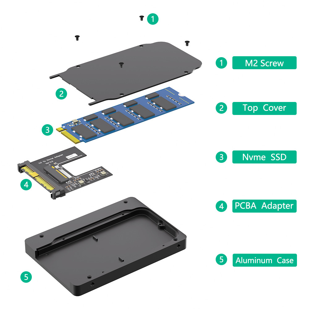 New Version M.2(NGFF) NVMe SSD to U.2 (SFF-8639) 2.5" SSD Adapter , Convert M.2 NVMe SSD to U.2 not for SATA, Black