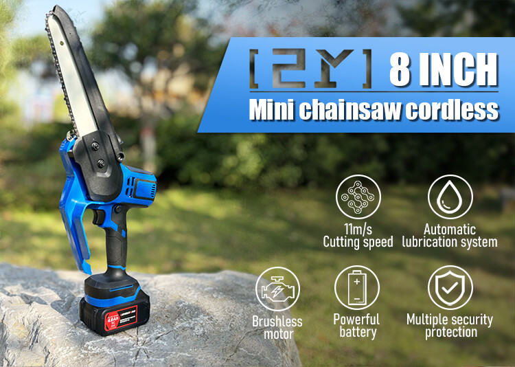 Cordless CE Handheld Mini Chainsaw 4000mah Battery Powered 8 Inch For Tree Cutting