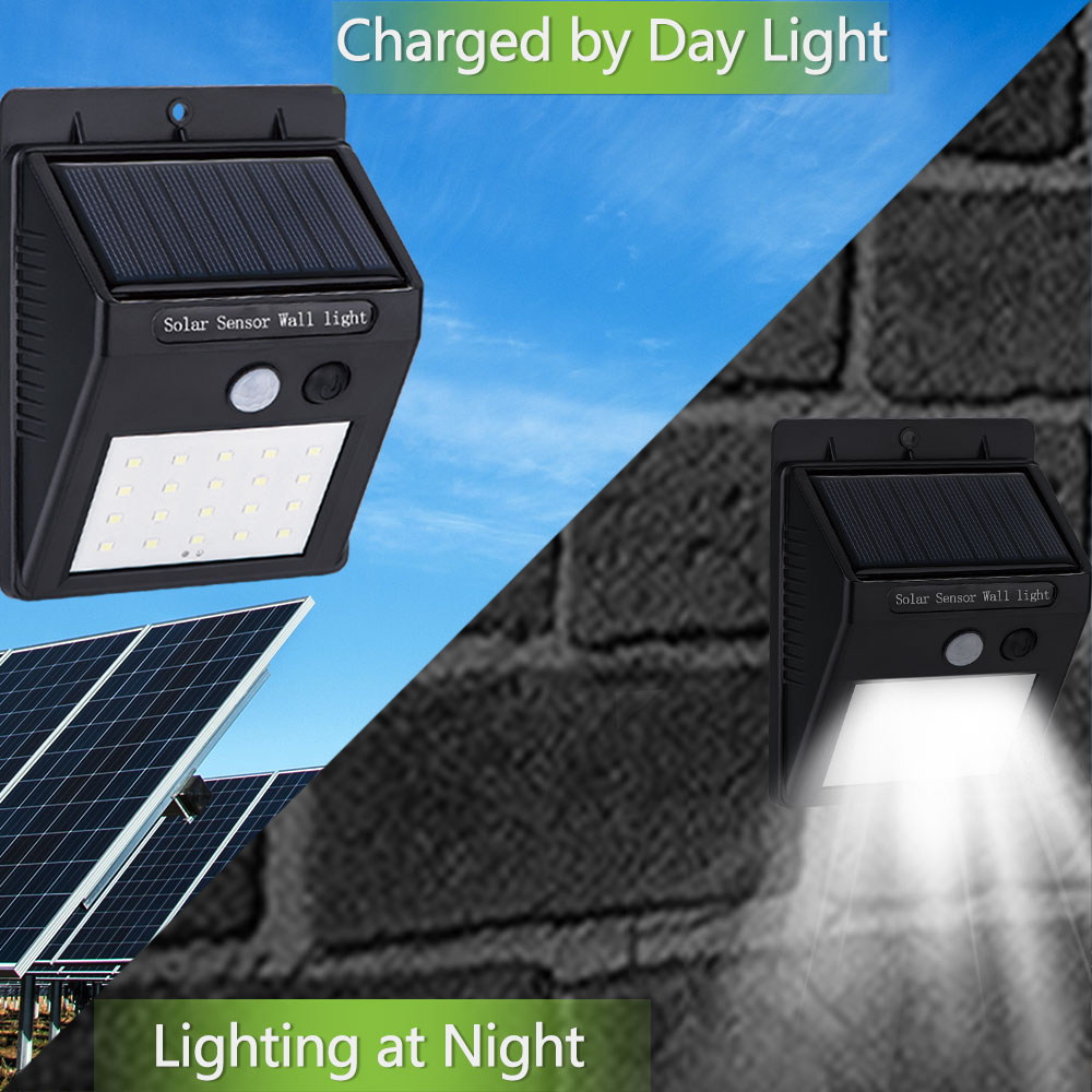 300lm PIR Solar Powered Motion Lights 6500k Pir Exterior Wall Lights