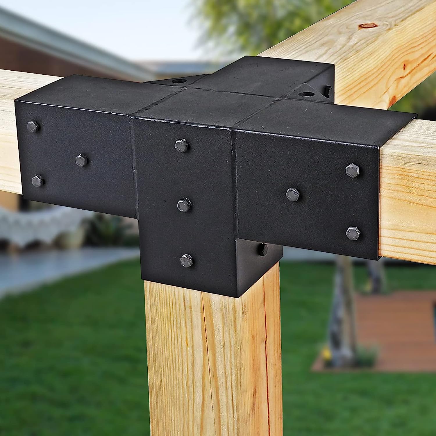 Customized Thickness Iron 3-Way Extension Bracket for Easily Assembled Pergola Corner