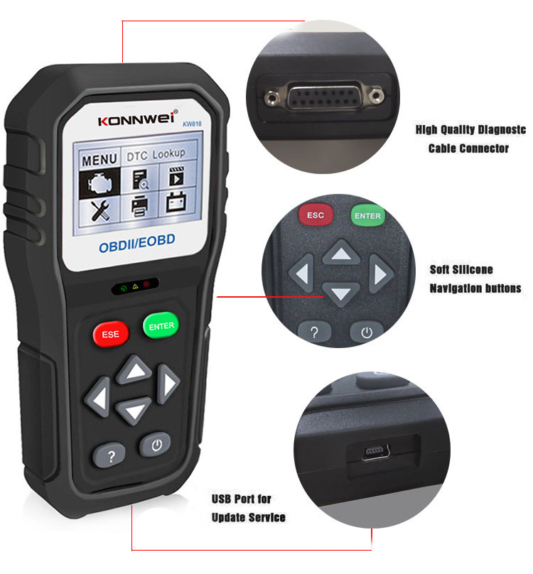 Multi - Functional Konnwei Scan Tool KW818 Auto Diagnosis Machine For All Cars