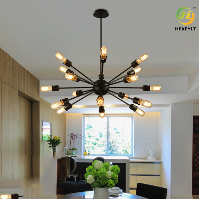 American Rustic Wrought Iron Multi-Head Satellite Chandelier