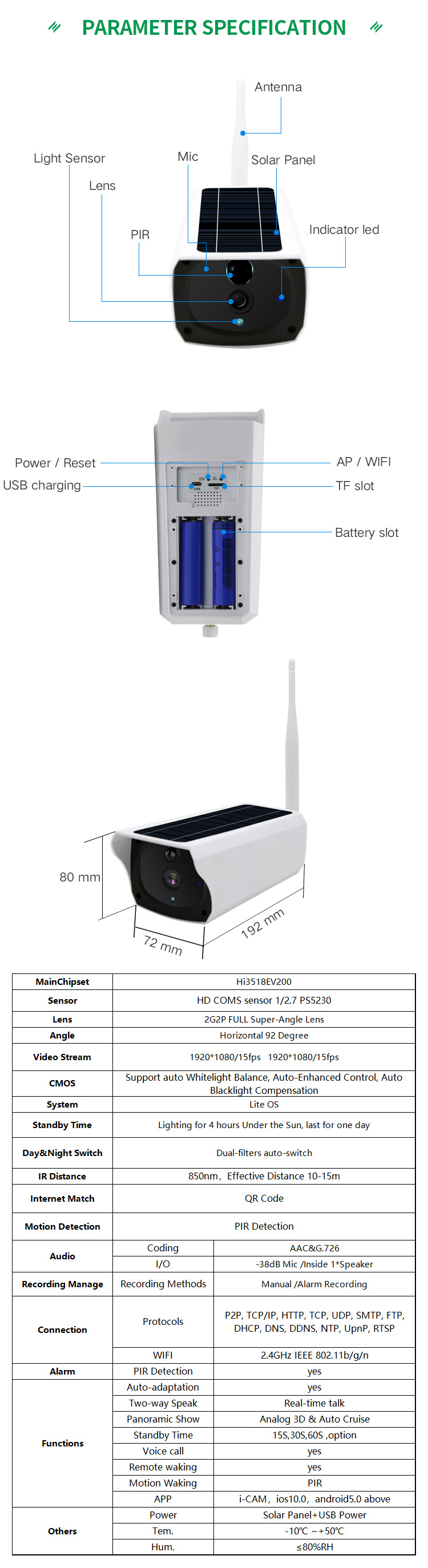 Smart Wireless Night Vision Hd Waterproof Wifi Solar Cctv Camera