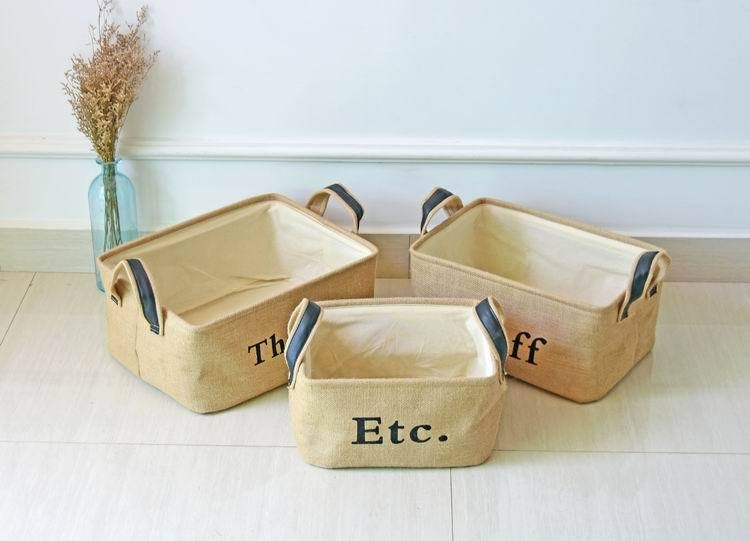Waterproof Jute Collapsible Foldable Laundry Basket washing basket