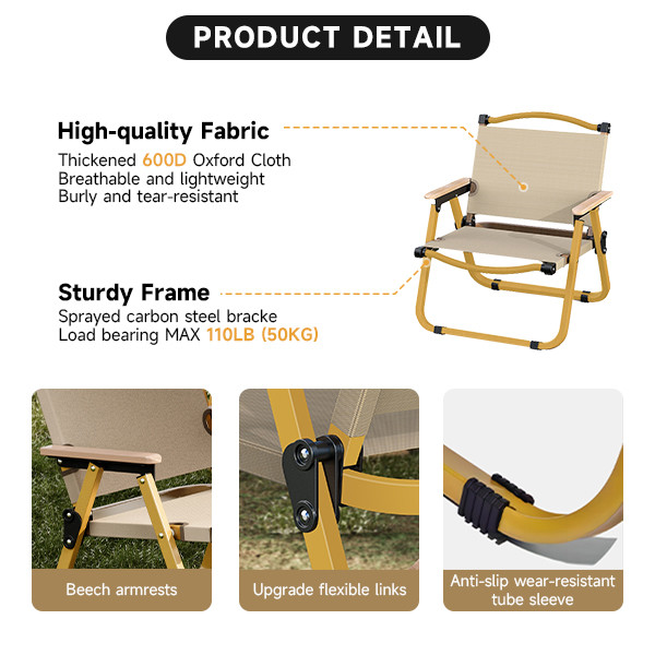 Easy To Use Portable Camping Chair Lightweight Compact Metal Kids