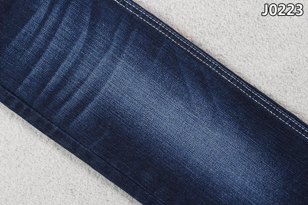 Dark Blue Sluby Cotton Polyester Spandex Denim Fabric With Stretch Recovery