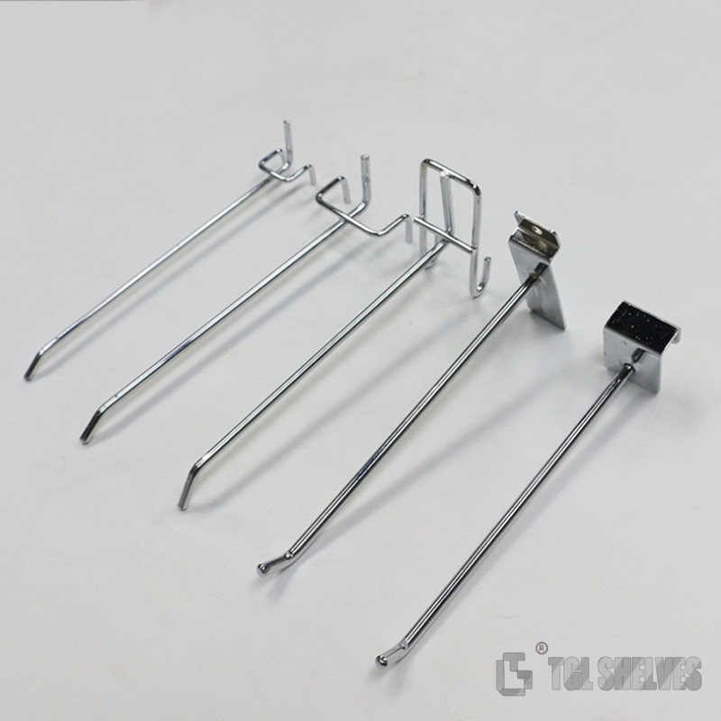 Silver Shelving Accessories Wire Mesh Grid Wall Hooks 400mm 350mm 300mm Length