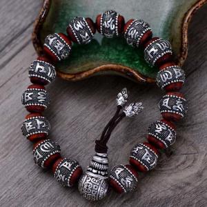 China Women and Men Sterling Silver Wrap Sandalwood Bead Strand Bracelet Couples Jewelry(B20180102) on sale