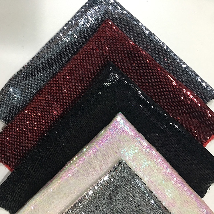OEM Reversible Sequin Fabric Woven Non Toxic Material Embroidered Pattern