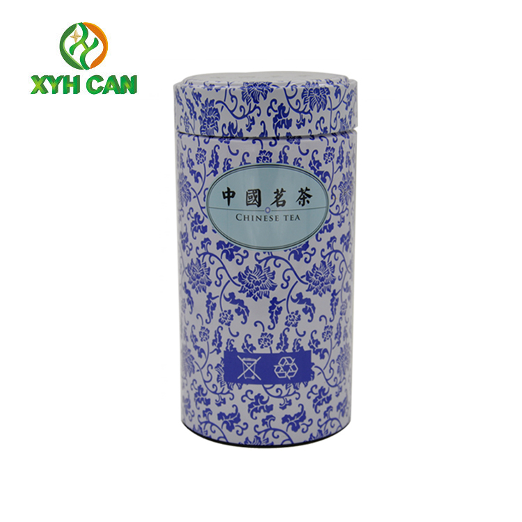 Tea Tin Can Large Round Shape with Lids Custom Printed Tin Containers for Tea