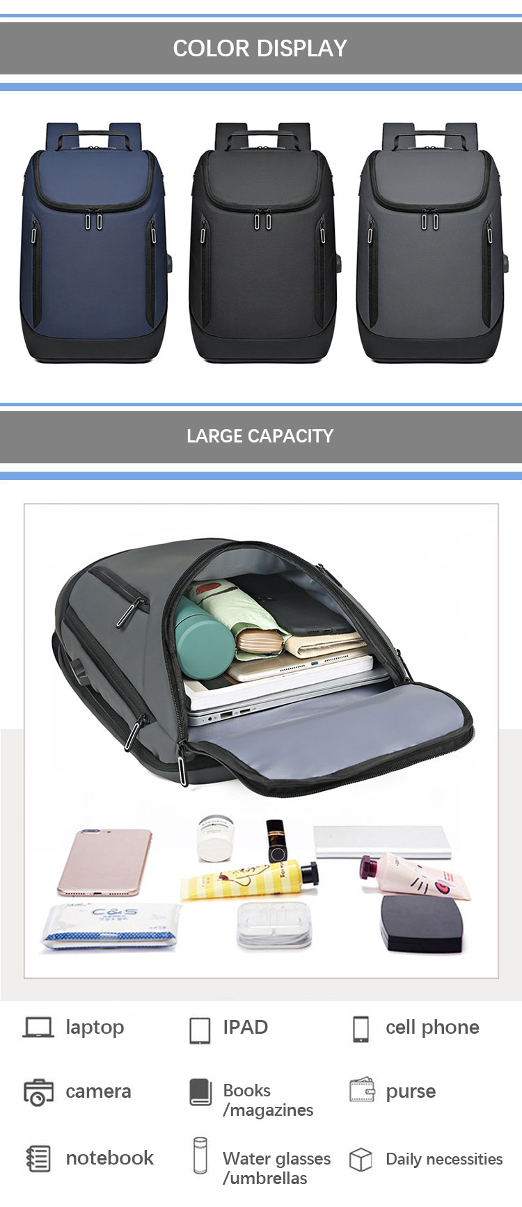 Fashion Waterproof Laptop Bag Backpack Anti Theft