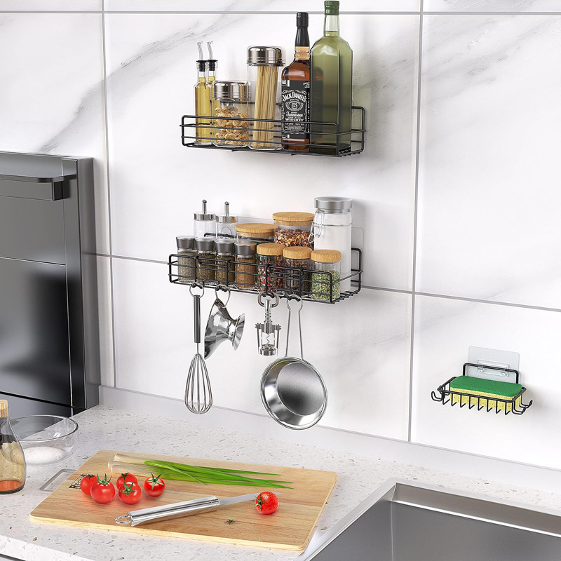 No Drilling Rustproof Traceless Adhesive Shower Wall Shelves Shower Caddy Basket Shelf with Soap Holder