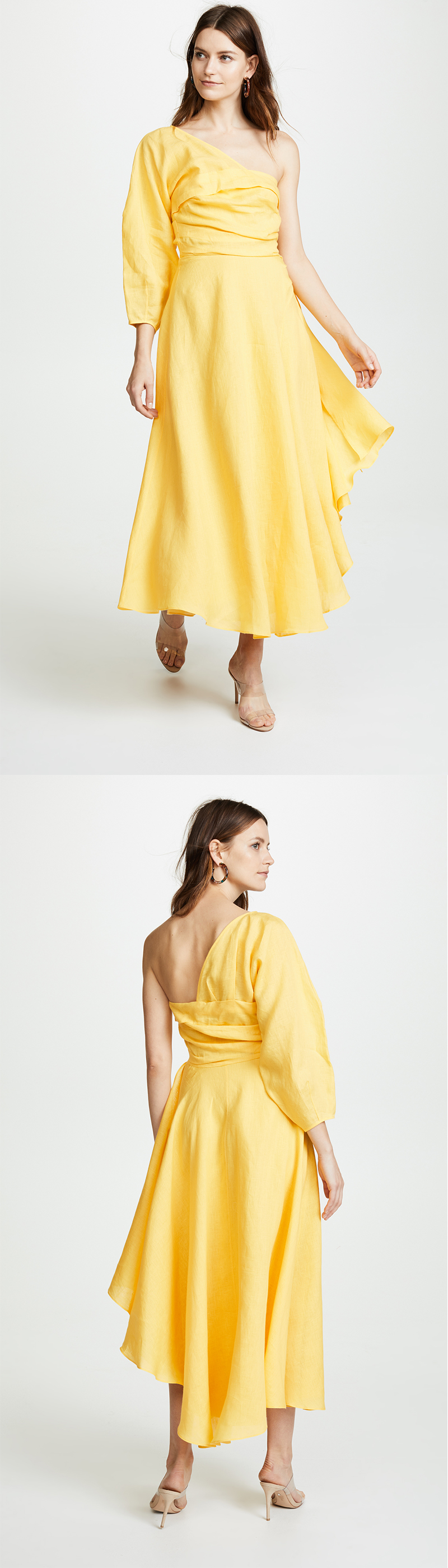 Fashion Asymmetrical Clothing One Shoulder With Long Sleeve Woman Maxi Dress Summer