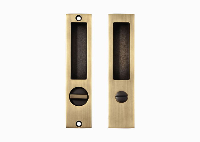 Brass Sliding Door Lock Set Handles Gold PVD Black For Interior Living Room Bathroom