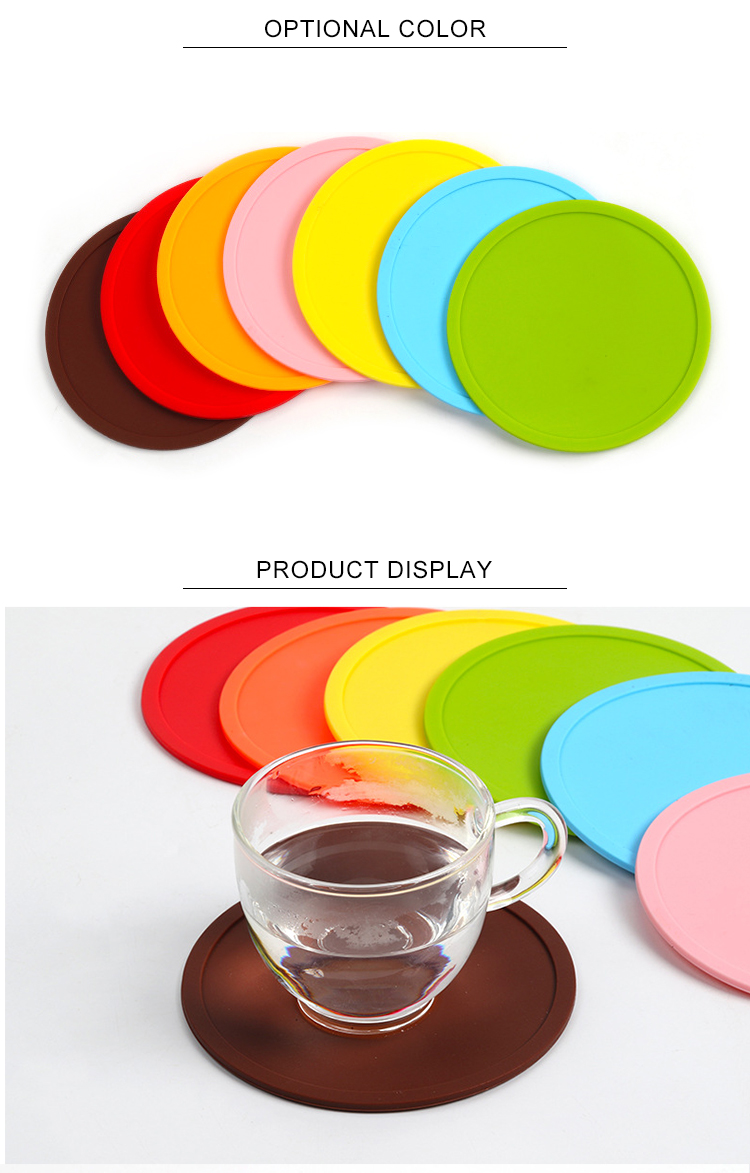 Oem Logo No Spills Round Custom Silicone Coasters