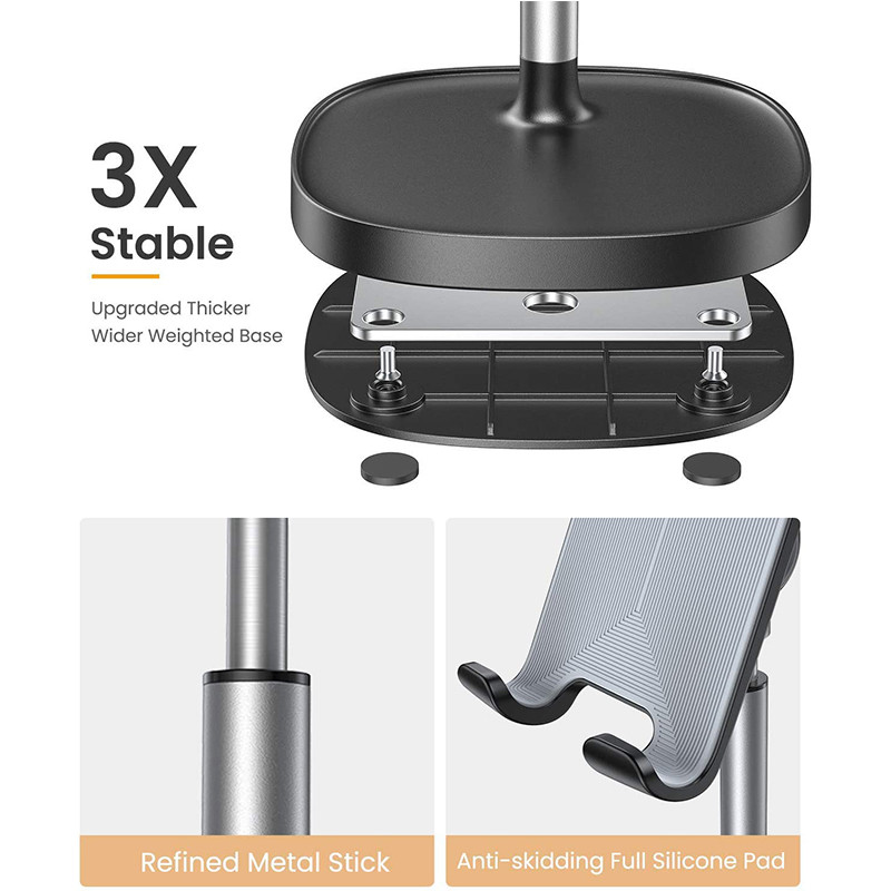 Angle Height Adjustable Smart Phone Holder Aluminum Alloy For Desk
