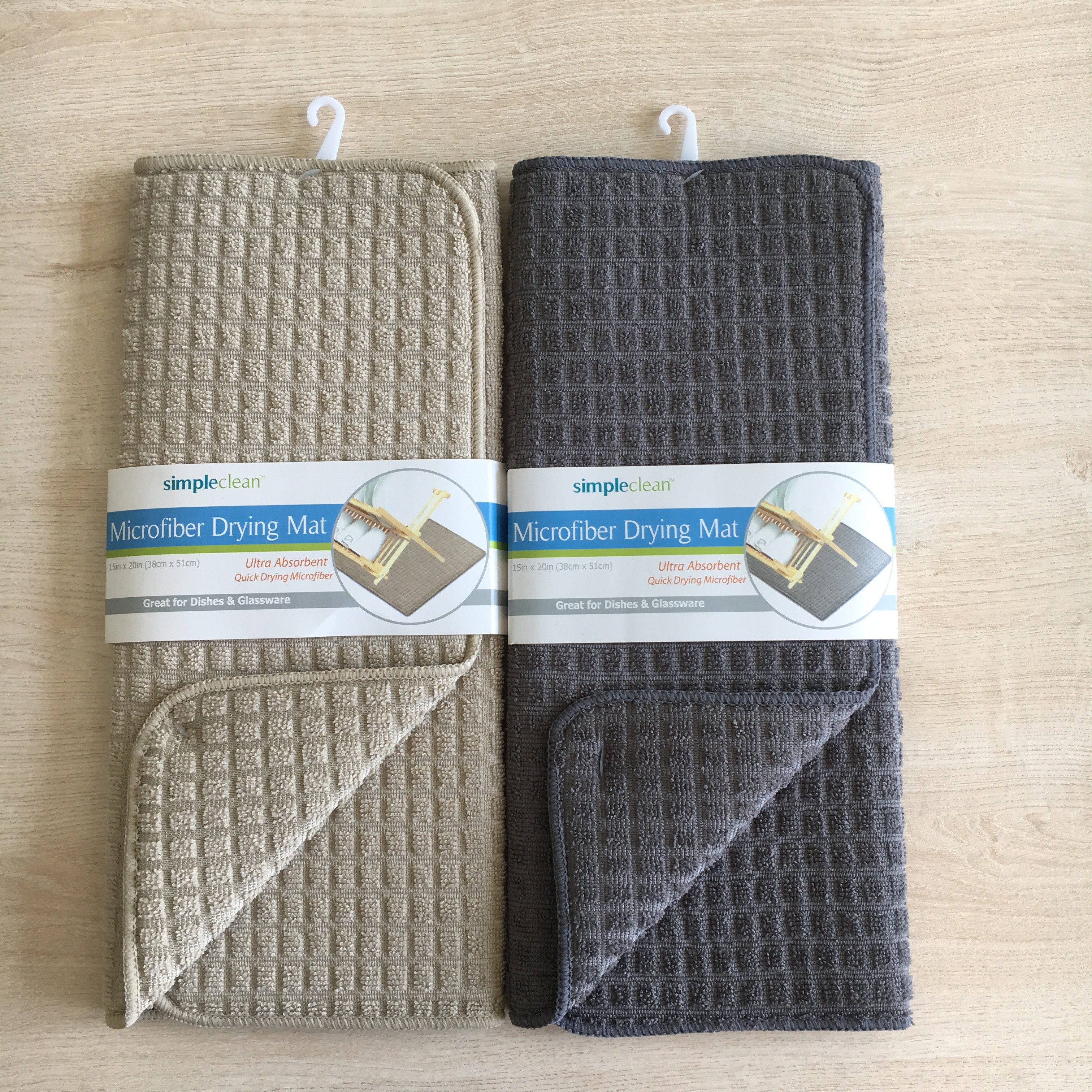 Sinlge packed 1pc Microfiber printeted water absorb dish mat kitchen water pad with grid patten