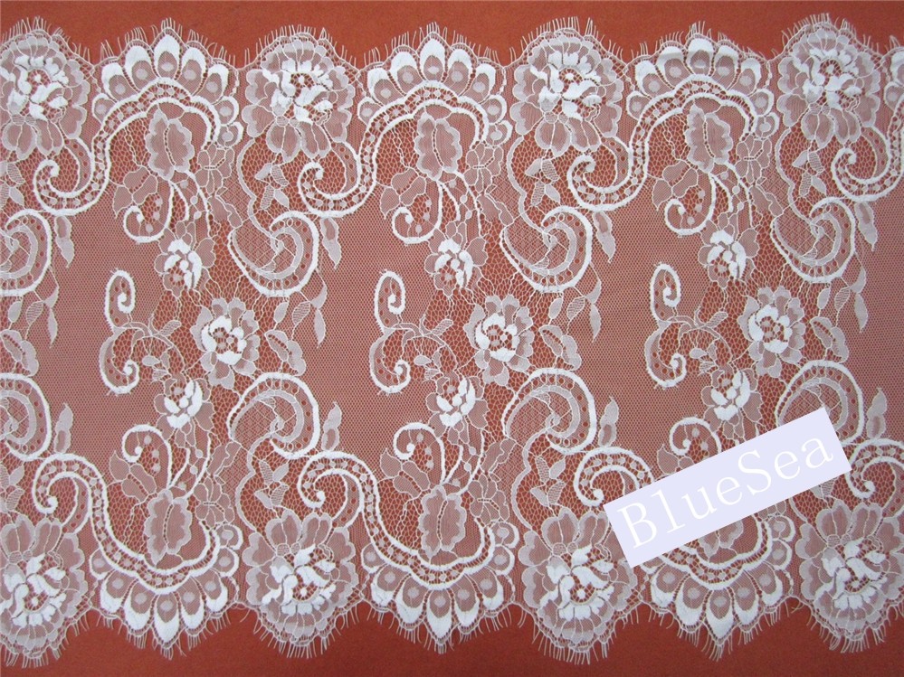 2017 New Fashion Ivory /Black Eyelash Lace Edge Double Side 46CM
