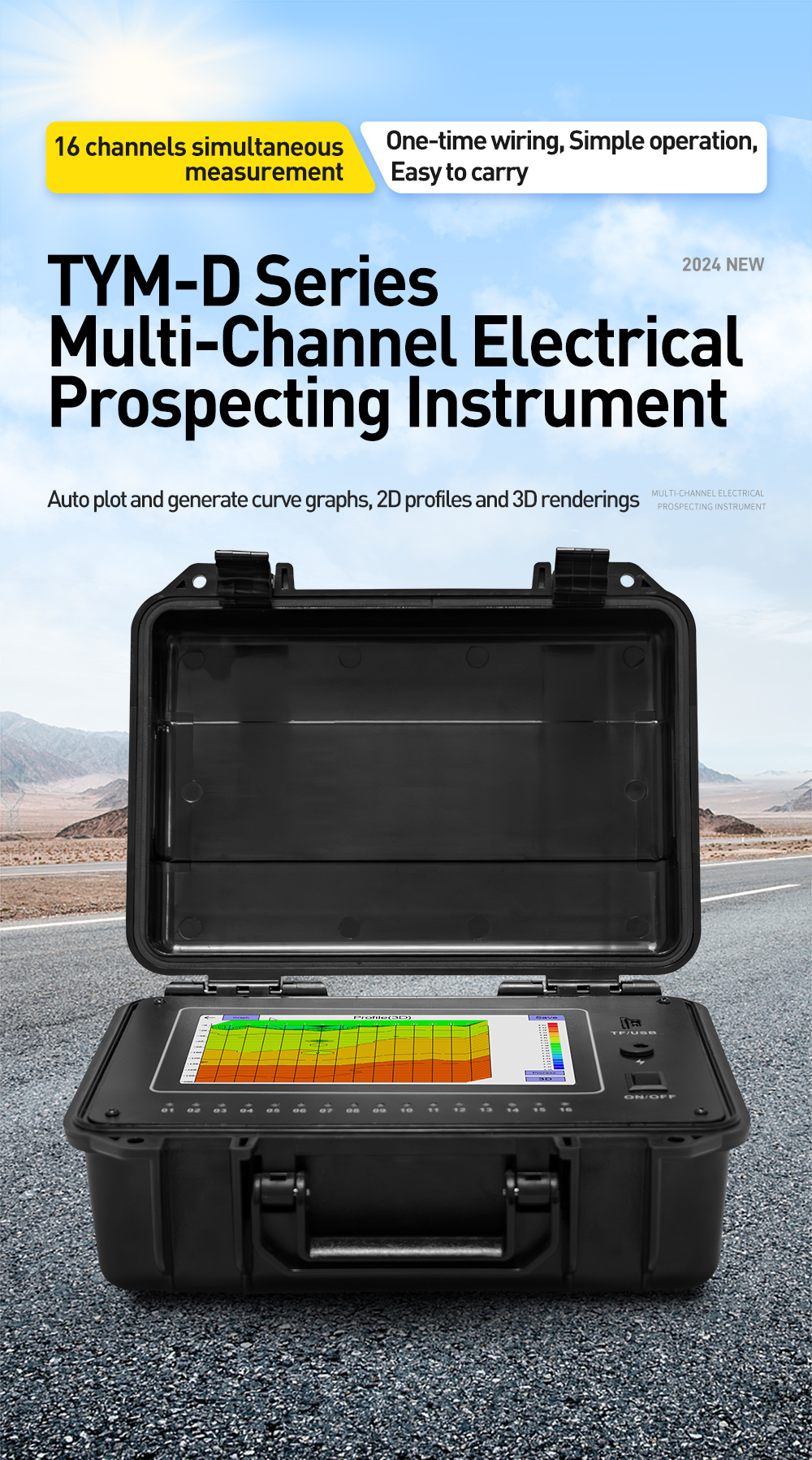 TYM D Series 500m Well Water Detector Underground Finder 16 Channels Geophysical Survey Equipment
