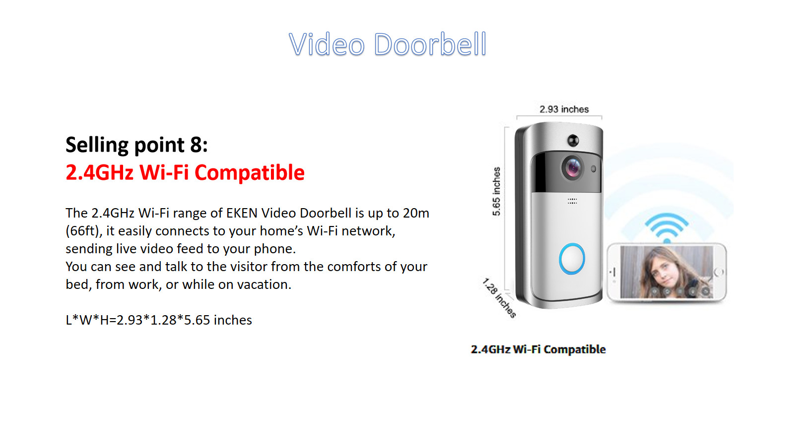 HFSecurity RD01 Wide Angel WIFI VIsua Real Time Two Way Audiol Door Bell