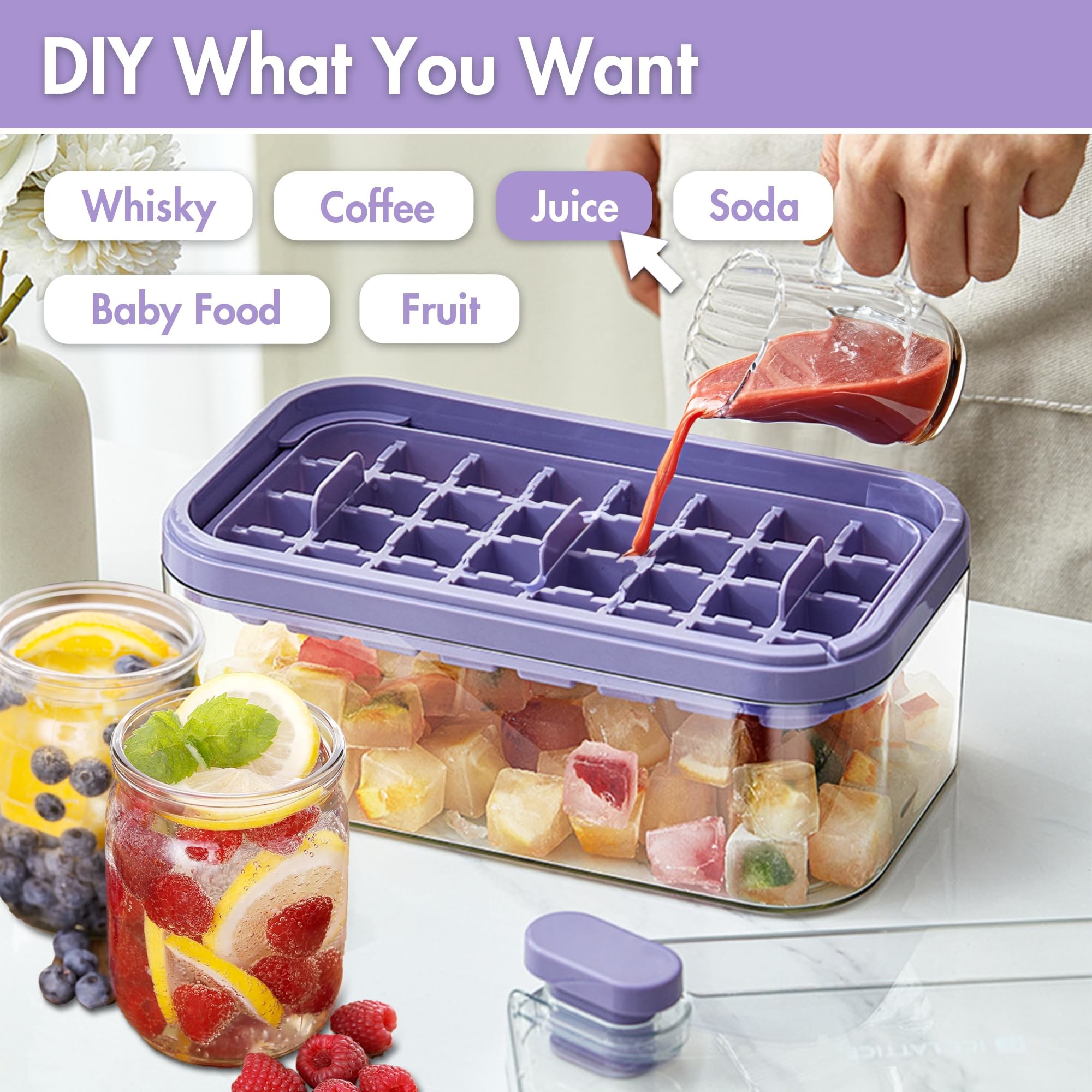 Ice Cube Trays With Lid And Bin Ice Cube Tray Mold For Whiskey Cocktail Juice Coffee