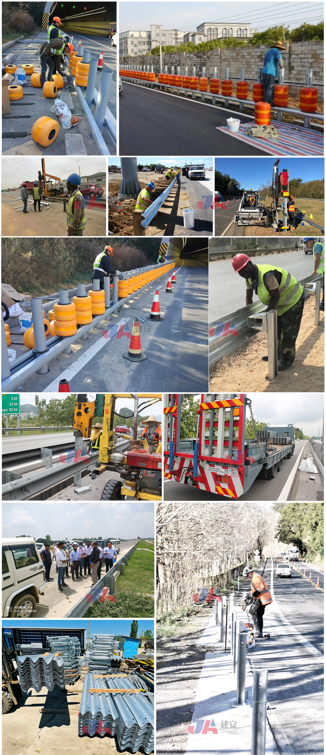 Rotating Anti Collision Roller Guardrail For Q235 Q345 EVA Highway Guardrail