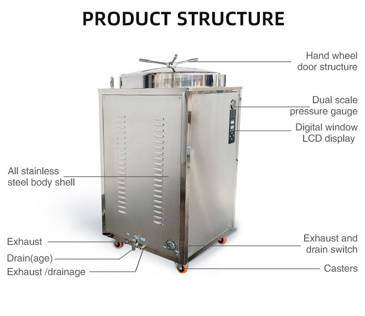 Vertical Steam Sterilizer Mushroom Autoclave 380V For Cultivation