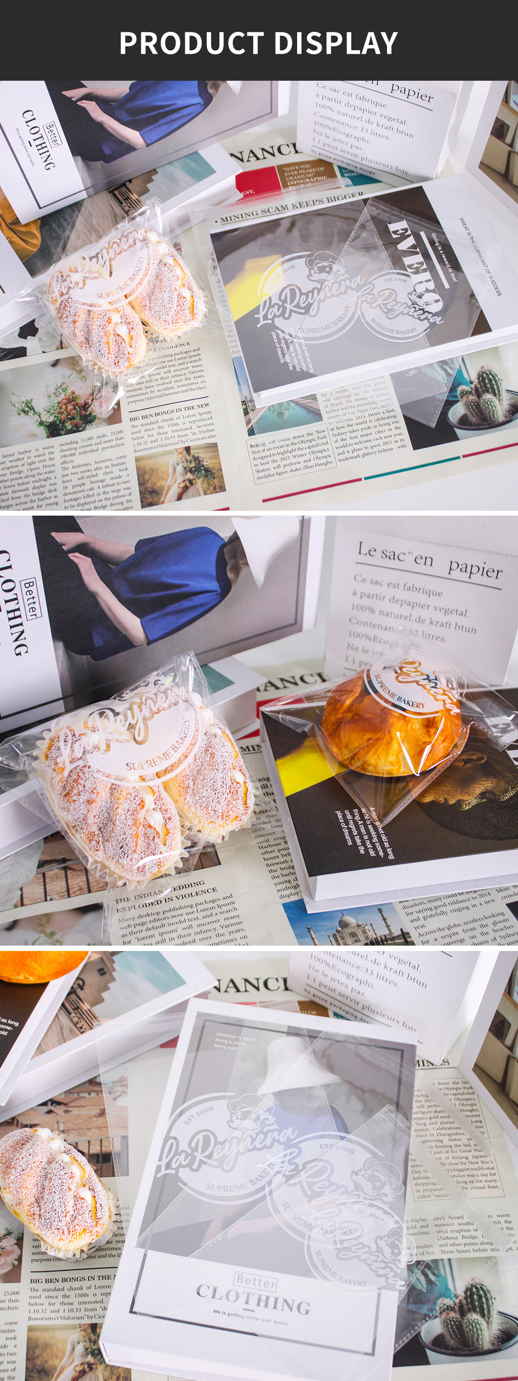 Custom Printed ROHS Bakery Bread Packaging Plastic Self Adhesive Opp Food Bags