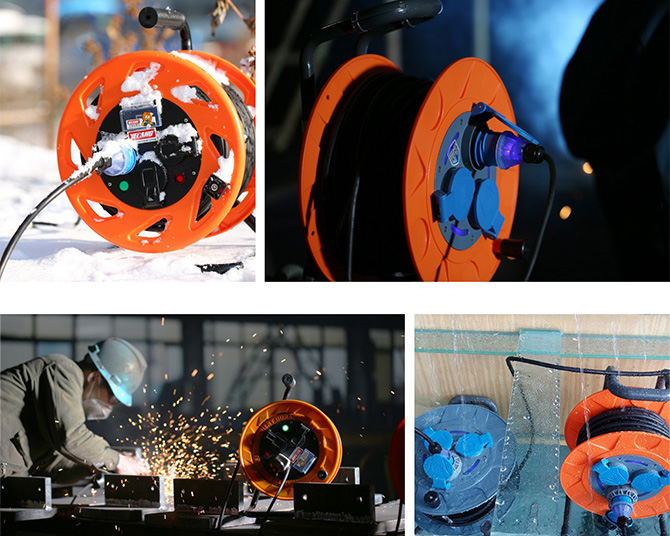 Multifunctional Dustproof  sockets rubber Cable Reel, extension cord reel drum cable tray 80m,100m