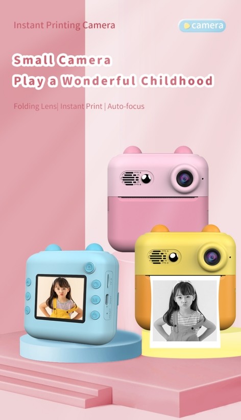 Instant Printing Mini Inkless Printer For Boys Girls 2inch Screen Personalized