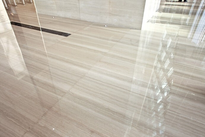 Chenille White Wood Marble Tile , Polished Marble Floor Tile Smooth Looking