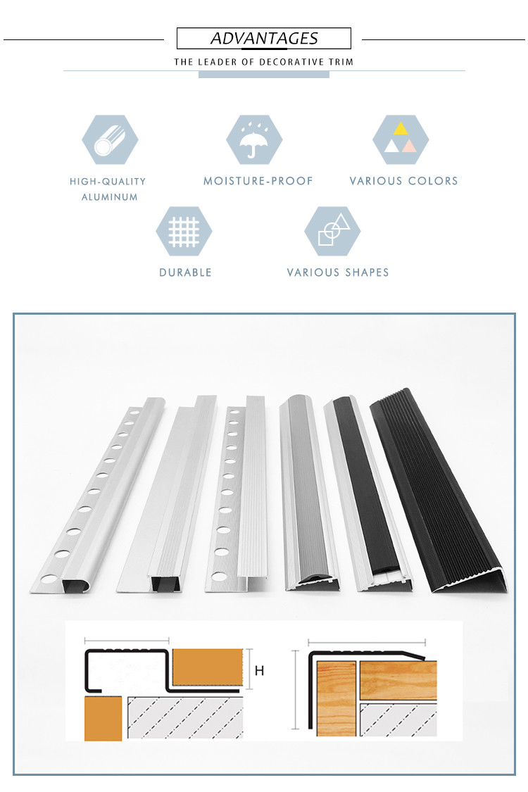2.5m Aluminium Bullnose Stair Nosing , Nonradioactive Aluminium Stair Edge Nosing