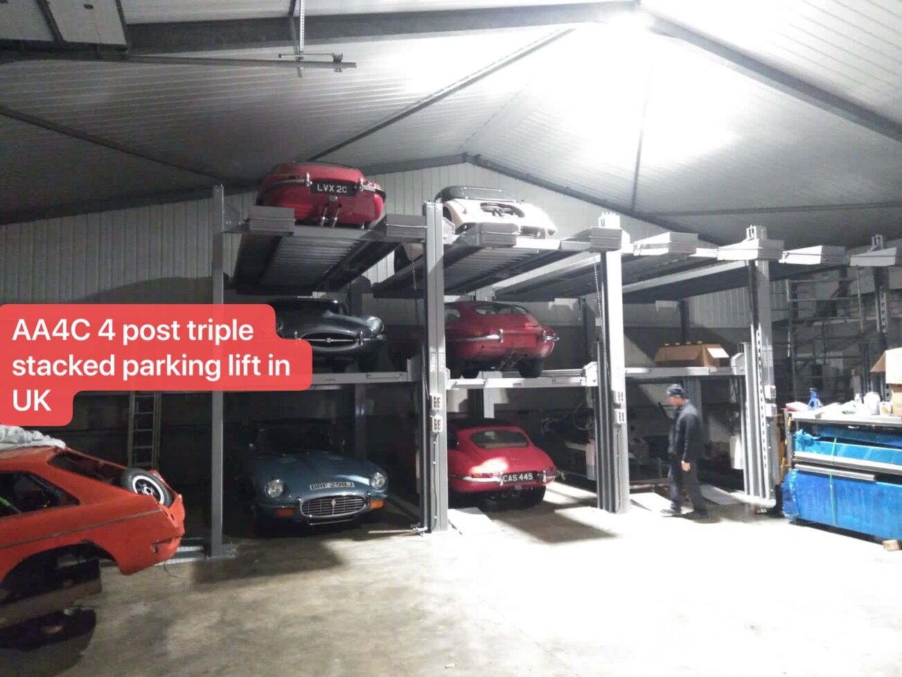 AA4C 4 Post Triple Car Parking Lift Auto Parking System Car Storage System