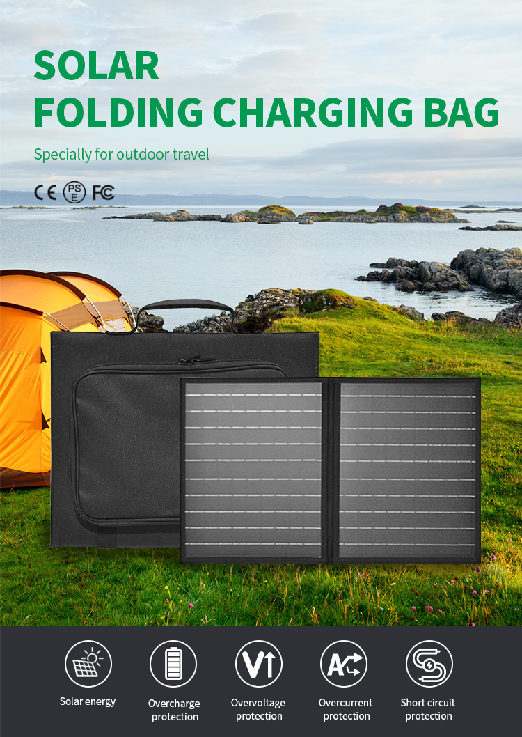 Waterproof Portable Foldable Solar Panels High Efficiency PET Monocrystalline Outdoor 30W 18V